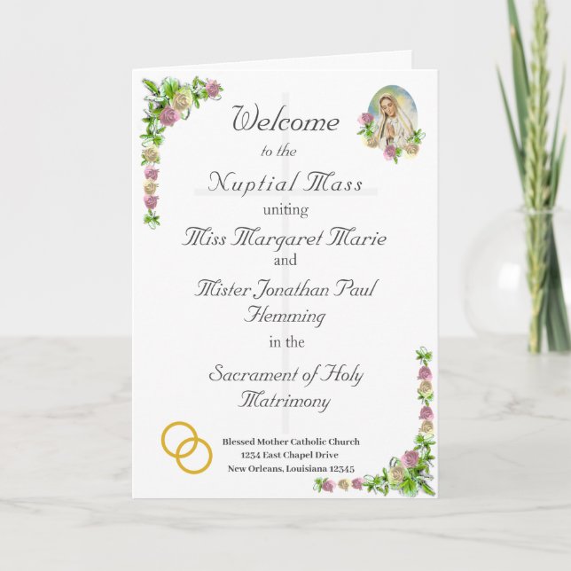 Programa de Bodas Católicas Virgin Mary (Anverso)