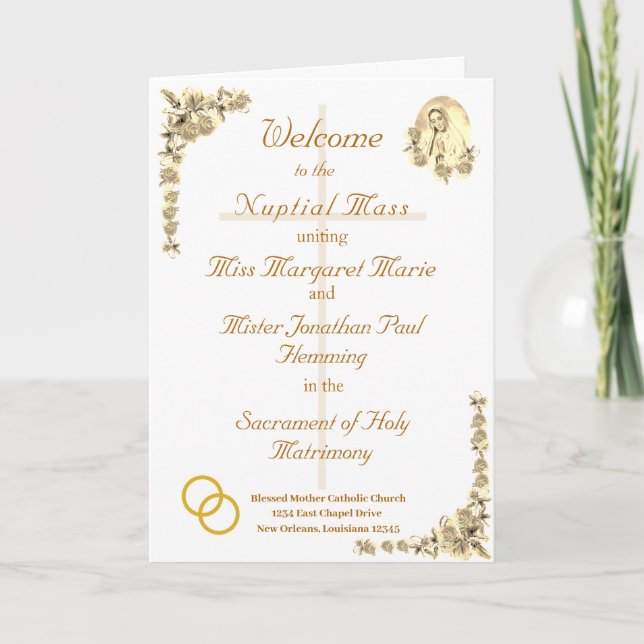 Programa de Bodas Católicas Virgin Mary (Anverso)
