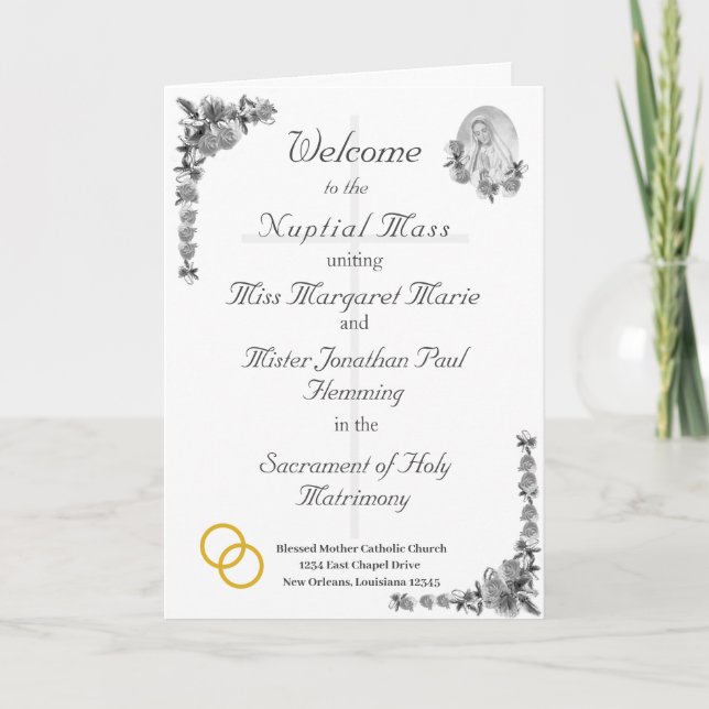 Programa de Bodas Católicas Virgin Mary (Anverso)