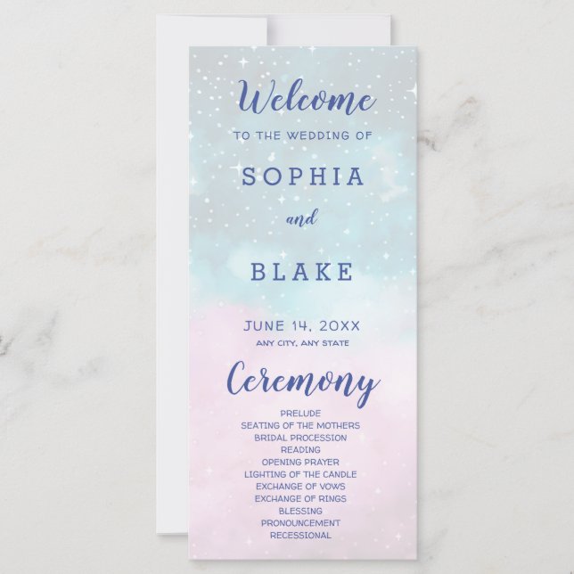 Programa de Bodas Celestes de Estrellas Azules y R (Anverso)