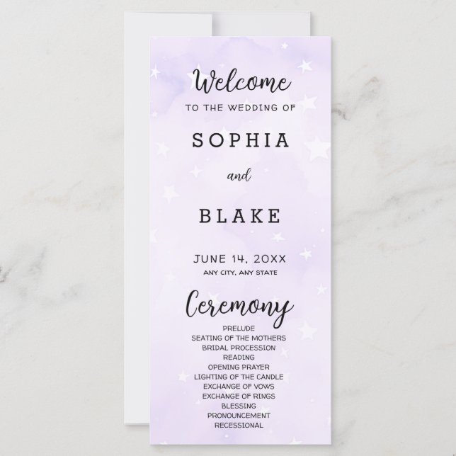 Programa de Bodas Celestes de Estrellas Púrpura y  (Anverso)