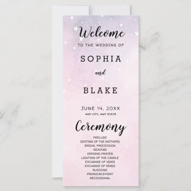 Programa de Bodas Celestes de Estrellas Rosadas y  (Anverso)