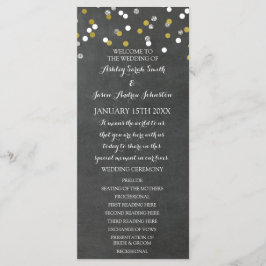 Programa de Bodas Chalkboard Gold Silver Confetti