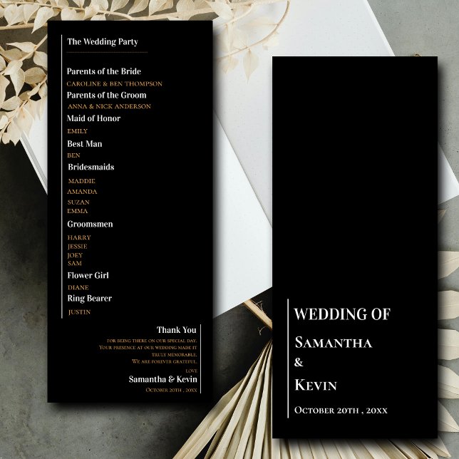 Programa de Bodas Clásicas Blancas minimalistas (Minimalist Black White Classic Wedding Program)