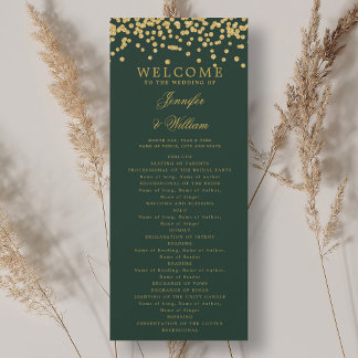 Programa de bodas clásicas Confetti Gold Emerald