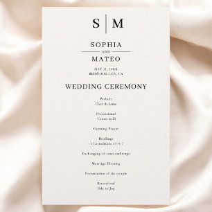 Programa de Bodas Clásicas de Monograma Beige