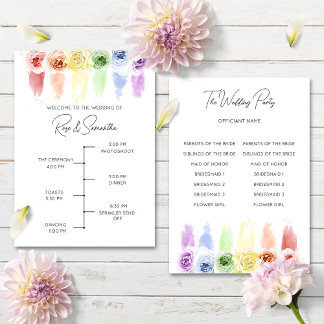 Programa de bodas con arco iris