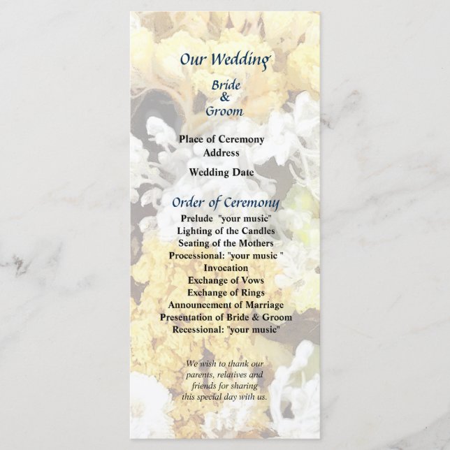 Programa de Bodas con Cesto de Flores Secas (Anverso)