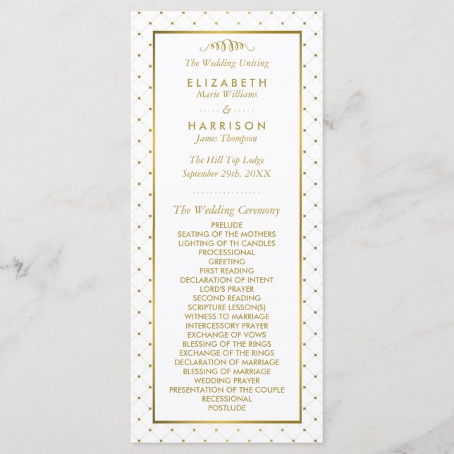Programa de bodas con efecto blanco y Relieve meta (Anverso)
