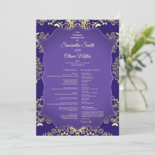 Programa De Bodas Con Elegancia Púrpura Y Dorada