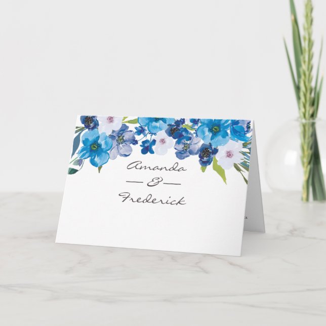 Programa de bodas con flores azules (Anverso)