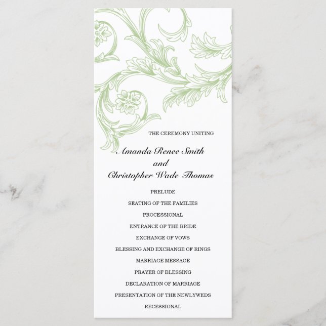 Programa de bodas con flores de salvia (Anverso)