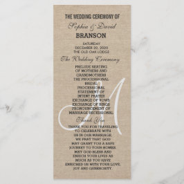 Programa de Bodas con Monograma en Lona de Lino Rú