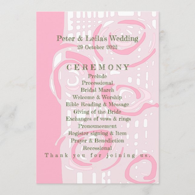 Programa de bodas Cultura Mosaico Floral Rosa 1 (Anverso)