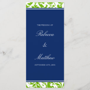 Programa de bodas Damask de naves azules y verdes