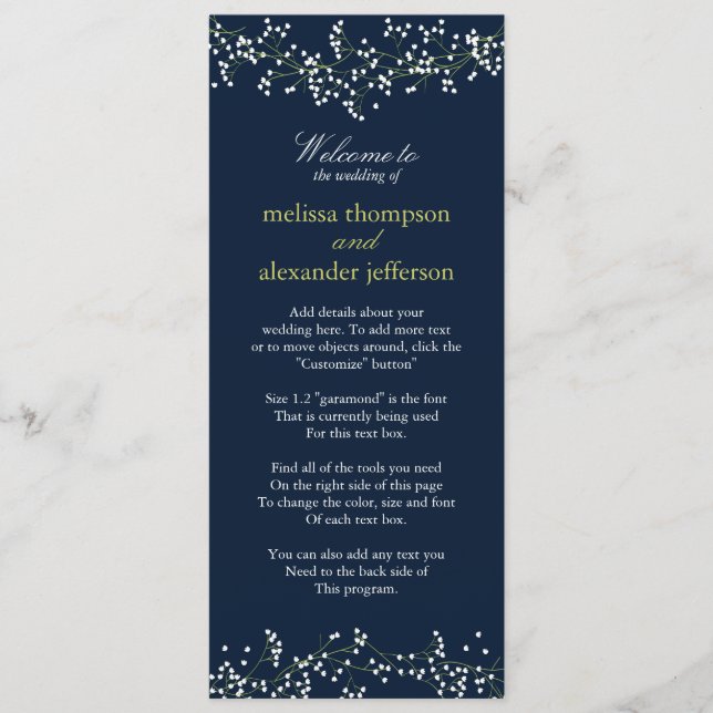 Programa de bodas de aliento para bebés dulces (Anverso)