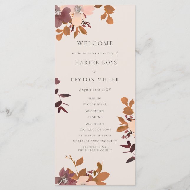 Programa de bodas de amor en el jardín (Anverso)