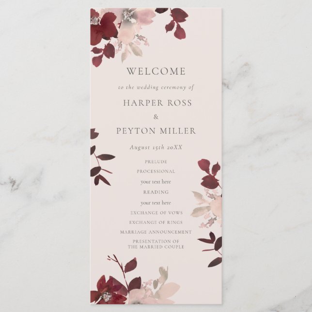 Programa de bodas de amor en el jardín (Anverso)