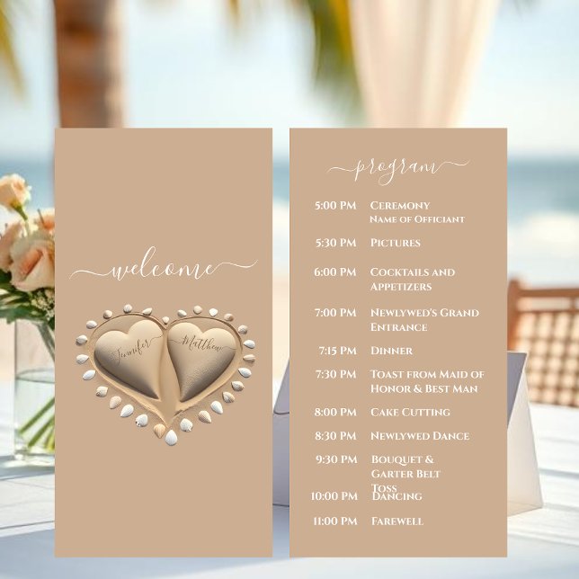 Programa de Bodas de Arena y Corazón de Playa (Beach Wedding Sand Hearts Wedding Program)