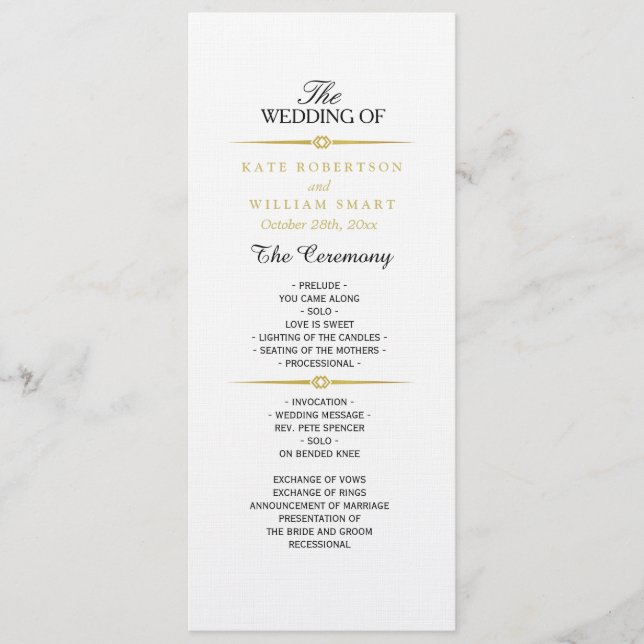 Programa de bodas de ART DECO GOLD DEVIDERS (Anverso)