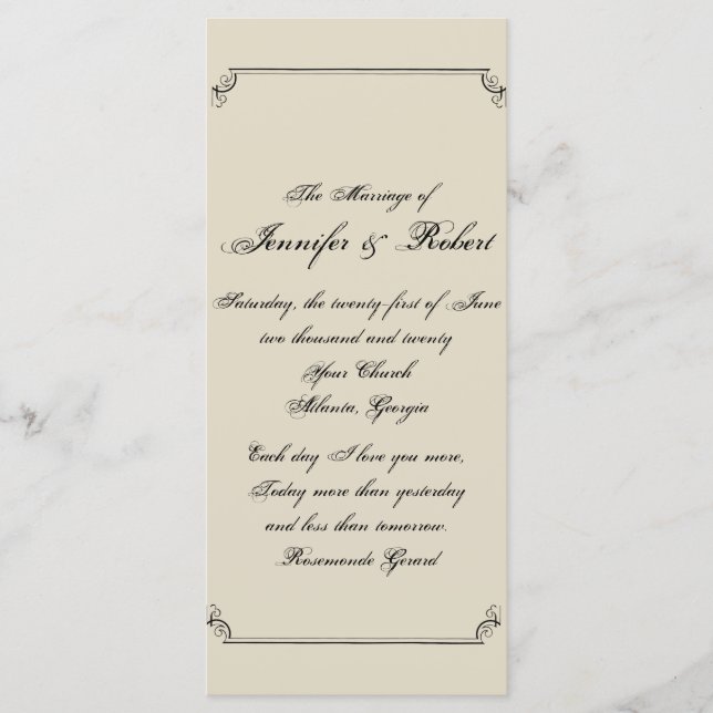 Programa de bodas de Art Nouveau Posh (Anverso)