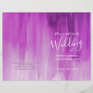 Programa de bodas de arte abstracto rosa púrpura