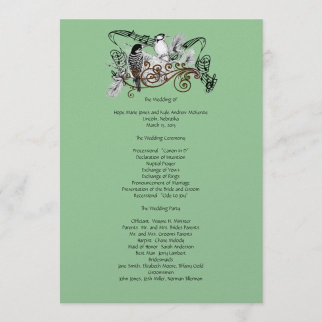 Programa de Bodas de Aves Amor Vintage (Anverso)