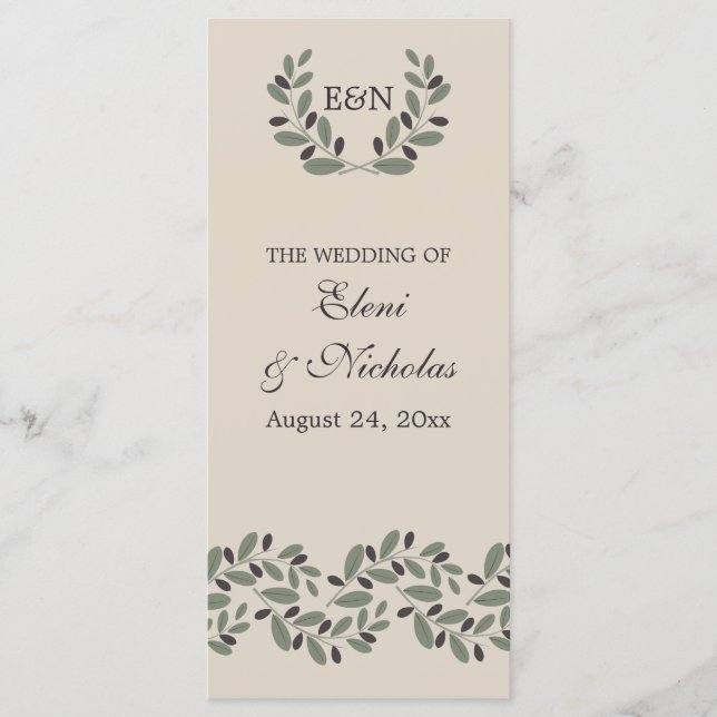 Programa de bodas de aves olivares y flores (Anverso)