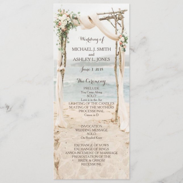 Programa de Bodas de Beach Arbor (Anverso)