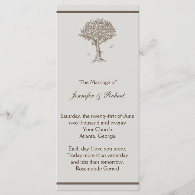 Programa de bodas de boceto de roble (Anverso)