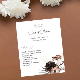 Programa de bodas de boho de flores naturales y ne
