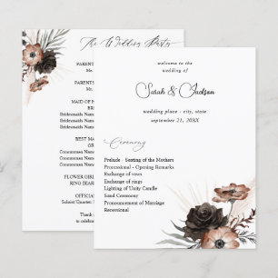 Programa de bodas de boho de flores naturales y ne