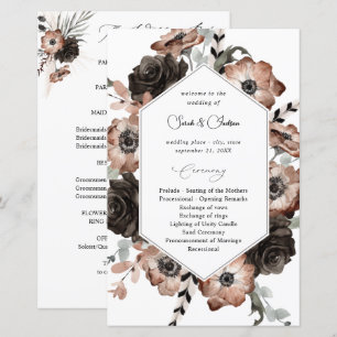 Programa de bodas de boho de flores y negras de pr