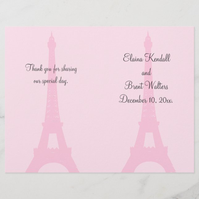 Programa de bodas de bonito de París (Anverso)
