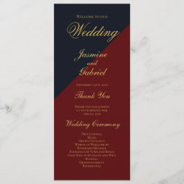 Programa de bodas de borgoña azul de la Marina