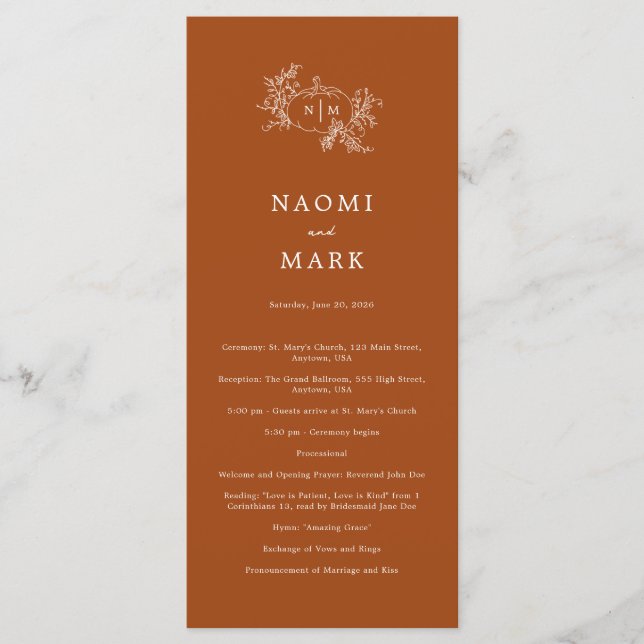 Programa de bodas de calabazas (Anverso)