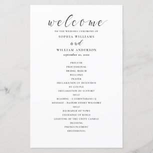 Programa de bodas de caligrafía blanca y negra pre