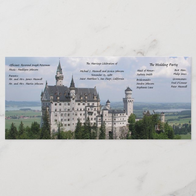 Programa de Bodas de Castillo de Fairytale (Anverso)