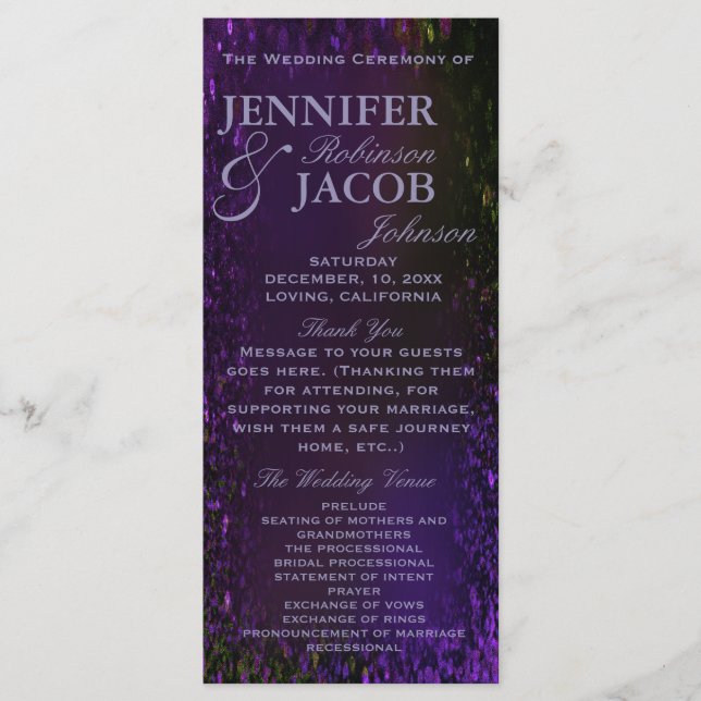 Programa de bodas de ciruela morada (Anverso)