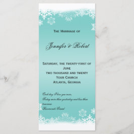 Programa de bodas de copos de nieve azul claro y b