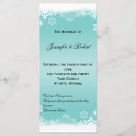 Programa de bodas de copos de nieve azul claro y b