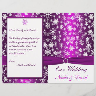 Programa de bodas de copos de nieve morado y blanc