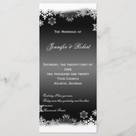 Programa de bodas de copos de nieve negros y blanc