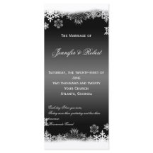 Programa de bodas de copos de nieve negros y blanc