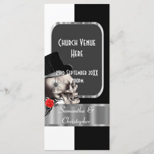 Programa de bodas de cráneo gótico blanco y negro