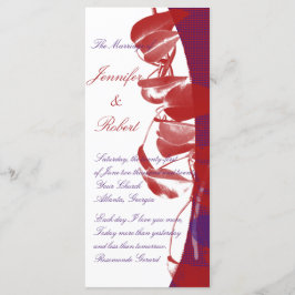 Programa de bodas de diseño de hojas rojas y púrpu