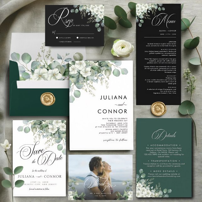 Programa de bodas de ecología de esmeralda moderna (Subido por el creador)