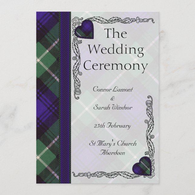 Programa de bodas de Escocia Tartán - Lamont (Anverso)