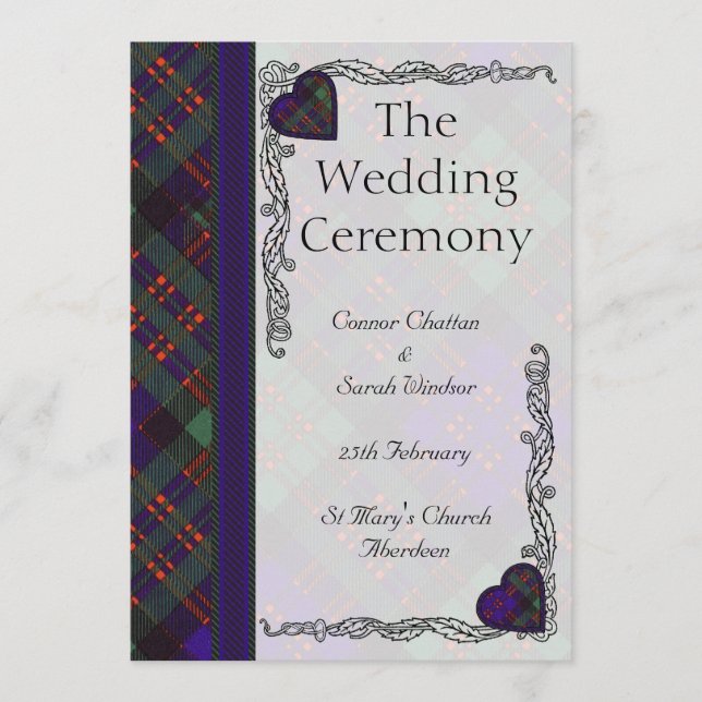 Programa de bodas de Escocia Tartán - Macdonald Cl (Anverso)
