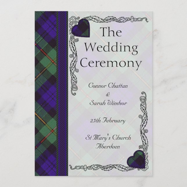 Programa de bodas de Escocia Tartán - Macewen (Anverso)